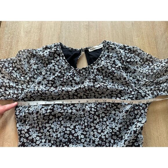 Abercrombie Blue Black Floral Long Sleeve Mini Wrap Dress Size Small - Picture 4 of 7